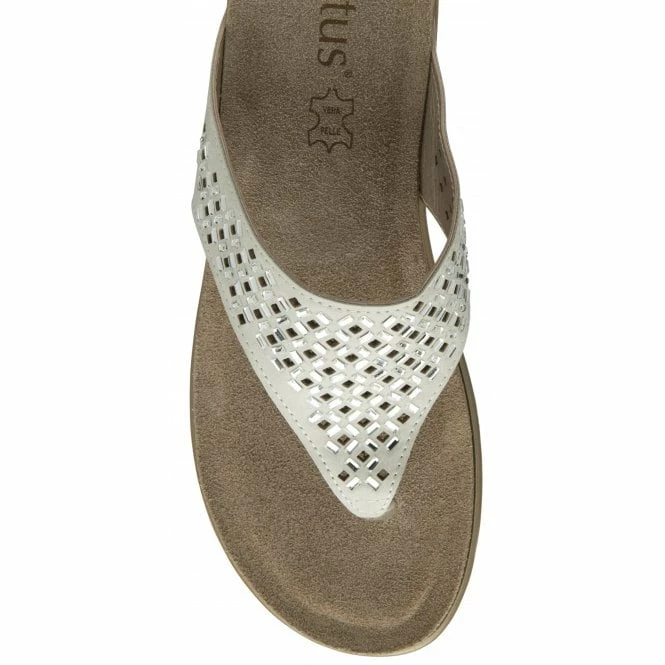 White Ferarra Flat Toe-Post Sandals | Lotus 6 White Ferarra Flat Toe-Post Sandals | Lotus - Image 4