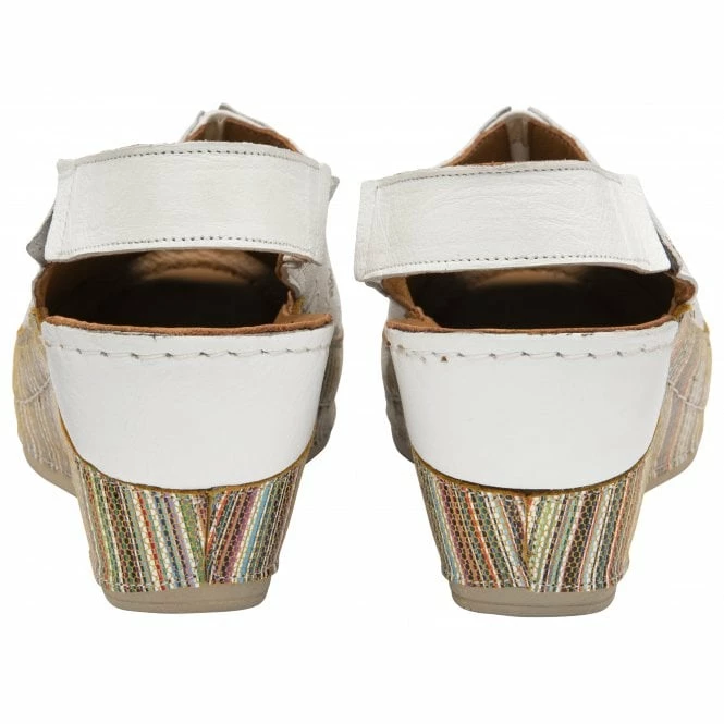 White Leather Deniz Wedge Shoes | Lotus 5 White Leather Deniz Wedge Shoes | Lotus - Image 3