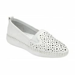 White Leather Francesca Slip-On Shoes | Lotus