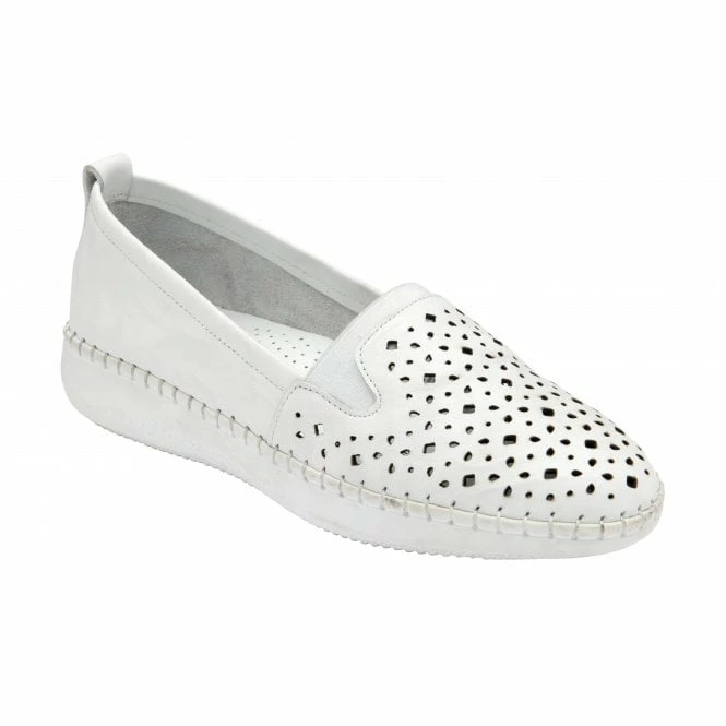 White Leather Francesca Slip-On Shoes | Lotus 3 White Leather Francesca Slip-On Shoes | Lotus