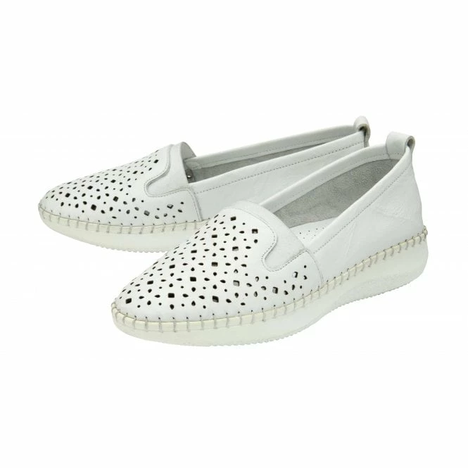 White Leather Francesca Slip-On Shoes | Lotus 4 White Leather Francesca Slip-On Shoes | Lotus - Image 2