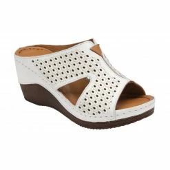 White Leather Genevieve Mule Sandals | Lotus