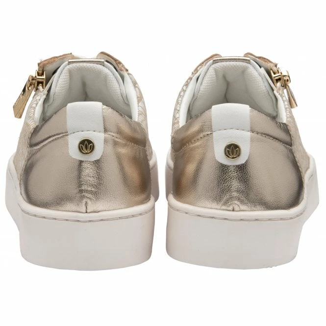 White Leather & Gold Croc-Print Sky Casual Trainers | Stressless By Lotus 5 White Leather & Gold Croc-Print Sky Casual Trainers | Stressless By Lotus - Image 3
