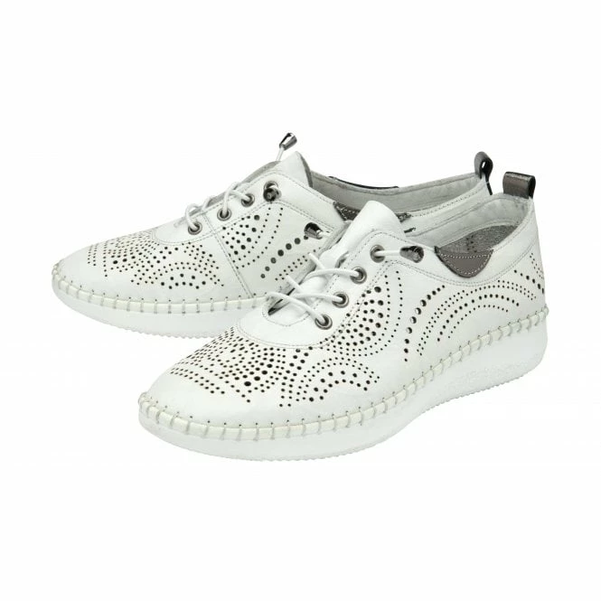 White Leather Katya Casual Shoes | Lotus 4 White Leather Katya Casual Shoes | Lotus - Image 2