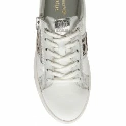 White & Leopard-Print Leather Sahara Zip-Up Trainers | Stressless By Lotus -Lotus Shop white leopard print leather sahara zip up trainers stressless by lotus p13765 33208 medium