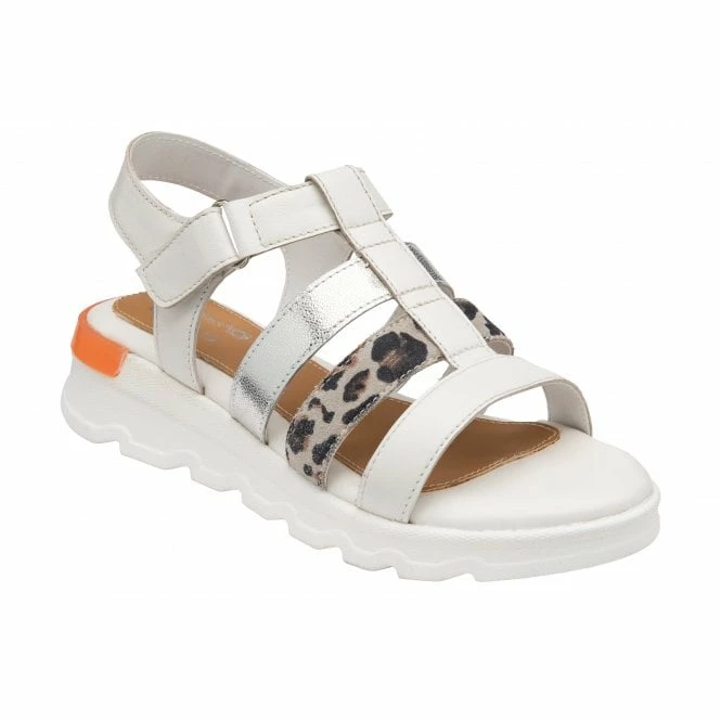 White & Leopard-Print Leather Shiloh Open-Toe Sandals | Stressless By Lotus 3 White & Leopard-Print Leather Shiloh Open-Toe Sandals | Stressless By Lotus
