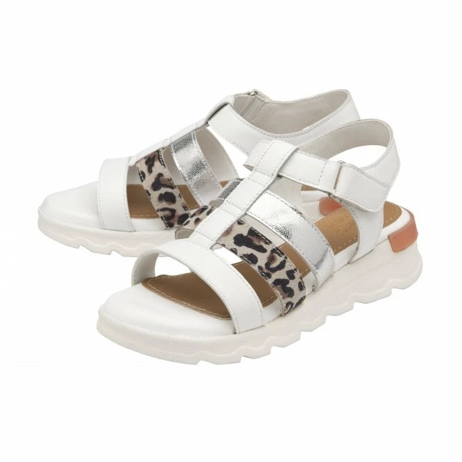 White & Leopard-Print Leather Shiloh Open-Toe Sandals | Stressless By Lotus 4 White & Leopard-Print Leather Shiloh Open-Toe Sandals | Stressless By Lotus - Image 2