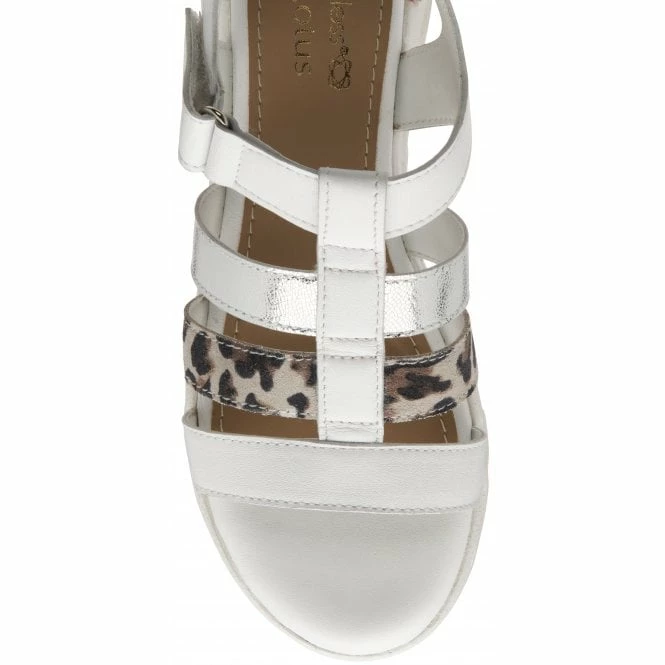 White & Leopard-Print Leather Shiloh Open-Toe Sandals | Stressless By Lotus 6 White & Leopard-Print Leather Shiloh Open-Toe Sandals | Stressless By Lotus - Image 4