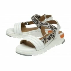 Lotus Shop -Lotus Shop white leopard print leather verena open toe sandals stressless by lotus p13289 31194 medium