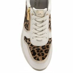 White & Leopard-Print Shola Zip-Up Casual Trainers | Stressless By Lotus -Lotus Shop white leopard print shola zip up casual trainers stressless by lotus p12989 30438 medium