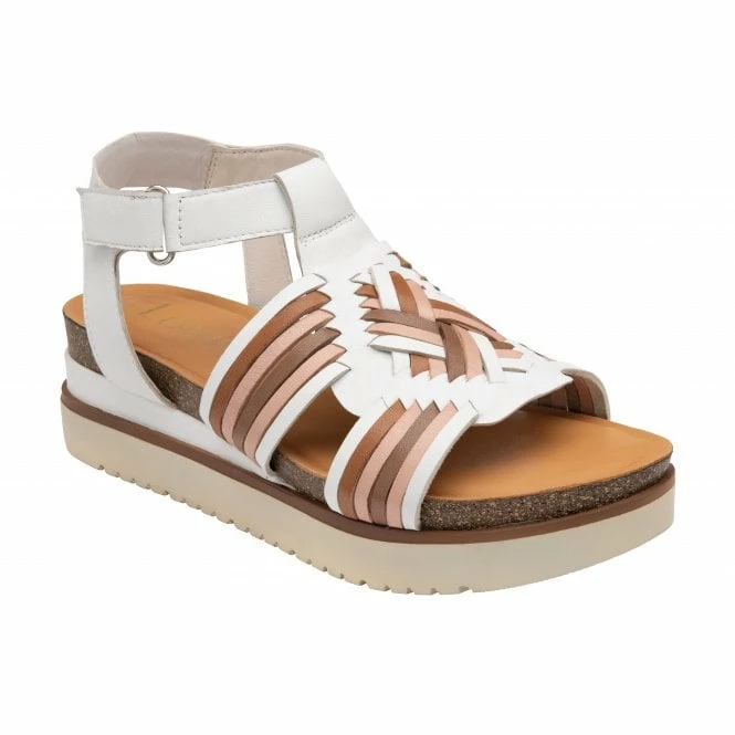 White Multi-Leather Cairnes Open-Toe Flatform Sandals | Lotus 3 White Multi-Leather Cairnes Open-Toe Flatform Sandals | Lotus