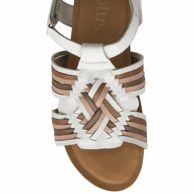 White Multi-Leather Cairnes Open-Toe Flatform Sandals | Lotus 6 White Multi-Leather Cairnes Open-Toe Flatform Sandals | Lotus - Image 4