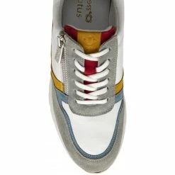 White Multi-Leather Suzuka Zip-Up Casual Trainers | Stressless By Lotus -Lotus Shop white multi leather suzuka zip up casual trainers stressless by lotus p13608 32940 medium
