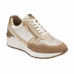 White & Natural Leather Sammie Casual Trainers | Stressless By Lotus