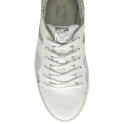 White & Silver Croc-Print Leather Simone Casual Trainers | Stressless By Lotus -Lotus Shop white silver croc print leather simone casual trainers stressless by lotus p13315 31623 medium
